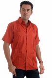 Cuban Style Men's Guayabera, Traditional Cut Short Sleeve, Polycotton